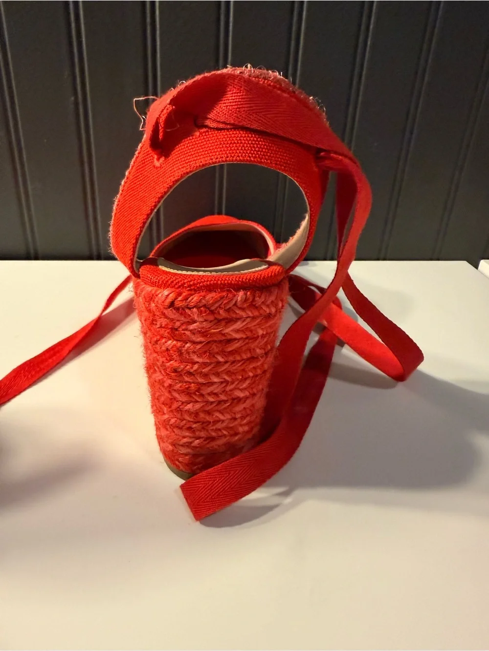 Stuart Weitzman Bright Red Canvas Espadrille Wedge Sandals